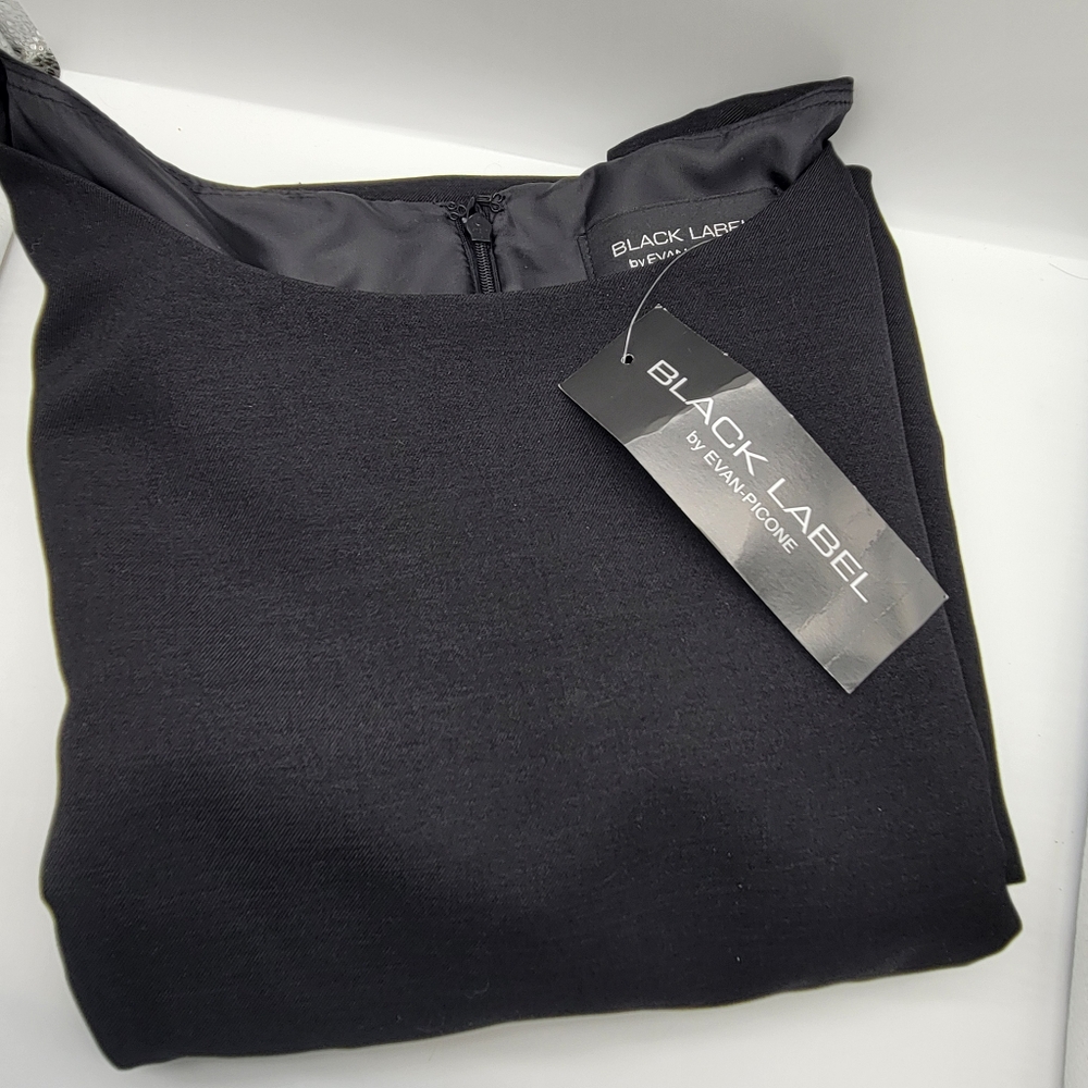 Black Label by Evan Picone Black Pencil Dress Size 14 Knee Length Sleeveless - Picture 9 of 9